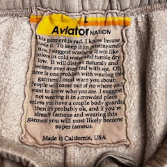 Aviator Nation 5 STRIPE SWEATPANTS in SAND // Tan //Green - Picture 3 of 9